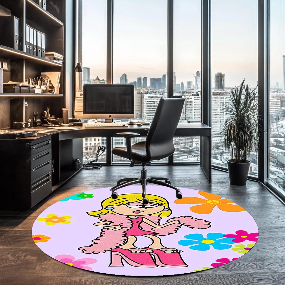 Lizzie McGuire Printed Round Rug Carpet Chair Rug Area Rug Entryway Doormats,for Office Chair Living Room Bedroom Kitchen Room.