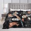 Kpop Ateez Choi San Blanket Soft Print Plush Bedding Throws For Couch Bed Airplane Travel Flannel Bedspread Bed Cover