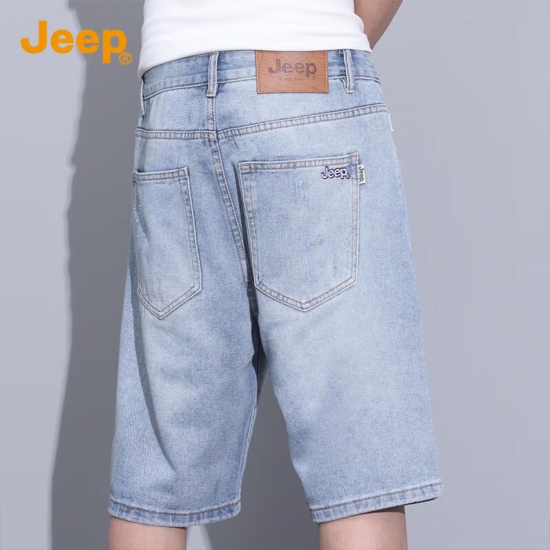 Jeep Men's Spring/Summer Retro Denim Mid-Length Shorts