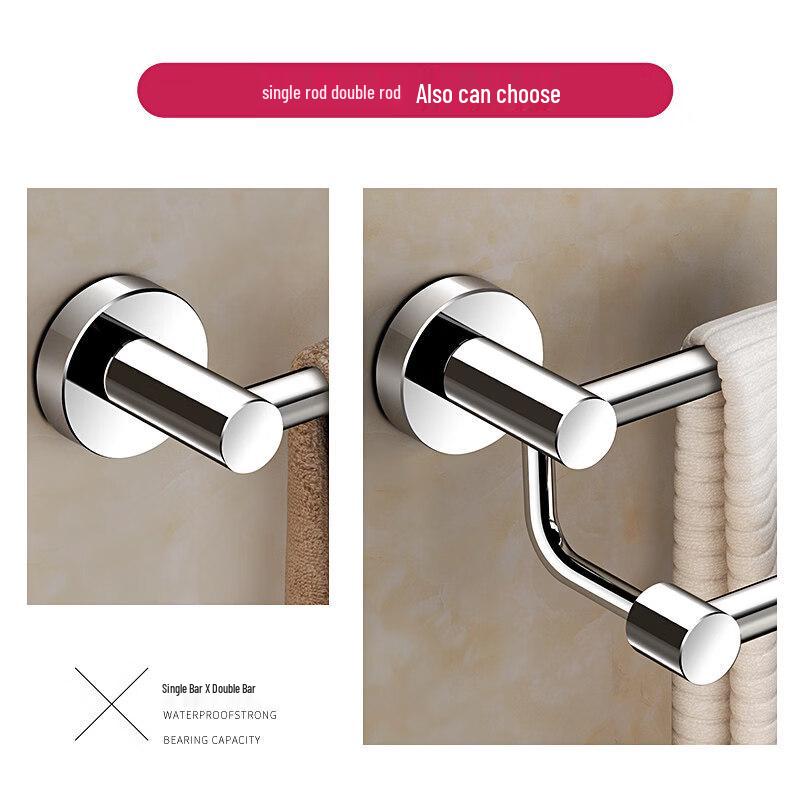 Hanton 50cm Foldable Stainless Steel Double Towel Rack with 8 Hooks