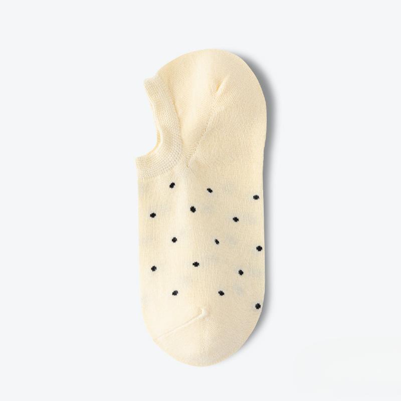 Female Summer Thin Cotton Non Slip Heel Shallow Mouth Invisible Dot Socks