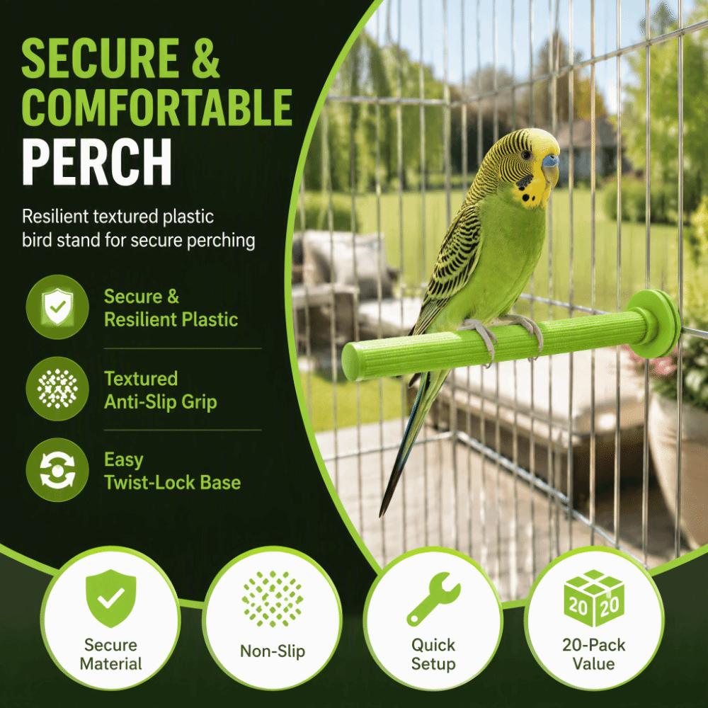 20pcs Universal Fit Plastic Perch Holders Standing Design Bird Cage Accessories For Parrots
