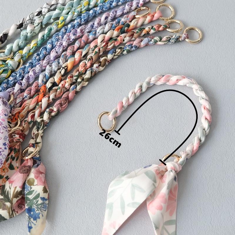 New Fashion Spring Woman Handbag Accessory Part Chains Detachable Replacement Floral Print Silk Strap Women DIY Chain Bag Handls