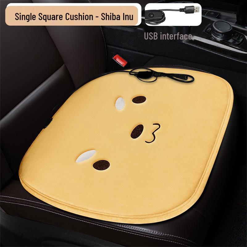 Plaid Heated Car Seat Cushion for All Seasons - Single Seat Interior Accessory.