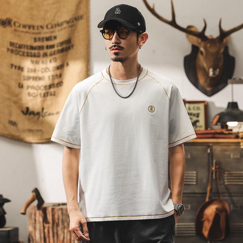 Jieleinuo Men s Color-block Contrast Stitch Loose T-Shirt 3XL