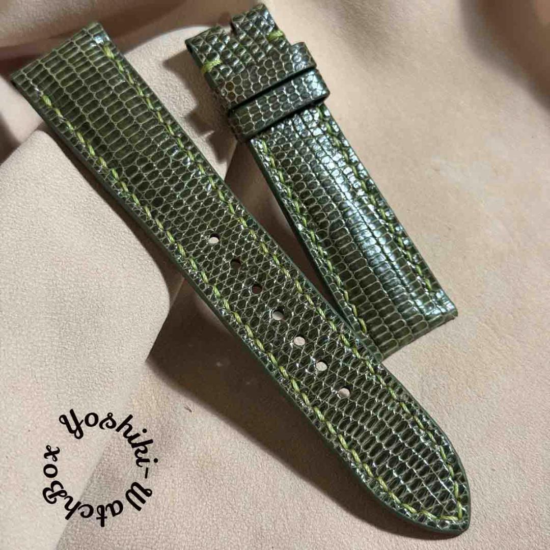 Used liz-298 Lizard Watch Strap Olive Green Lug Width 21mm