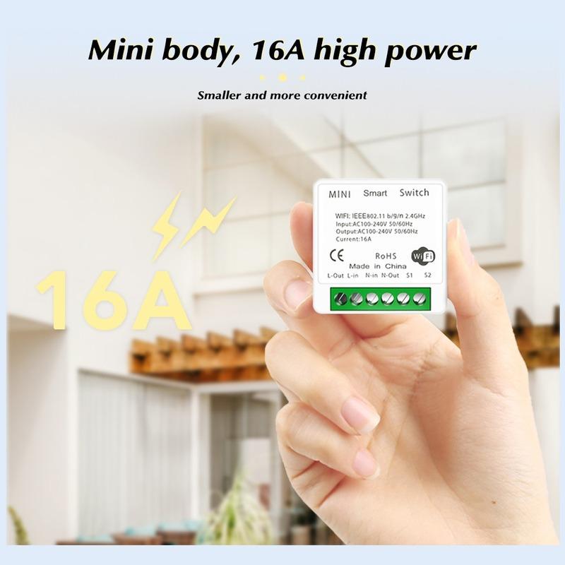 16A Mini Home Automation Modules Wifi Smart Switch Smart Home DIY Light Switches Module 2-way Control Work with Tuya Smart Life Alexa Google Home