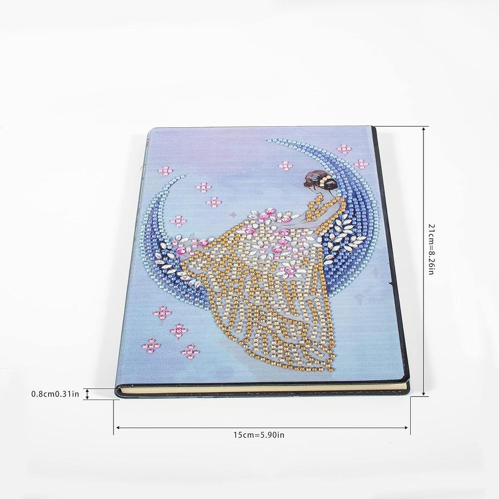 DIY 5D Diamond Art Painting Notebook Kits Moon Fairy Girl Princess Leather Cover Special Shaped Journal Sketchbook Crystal Diamond Art Hardcover