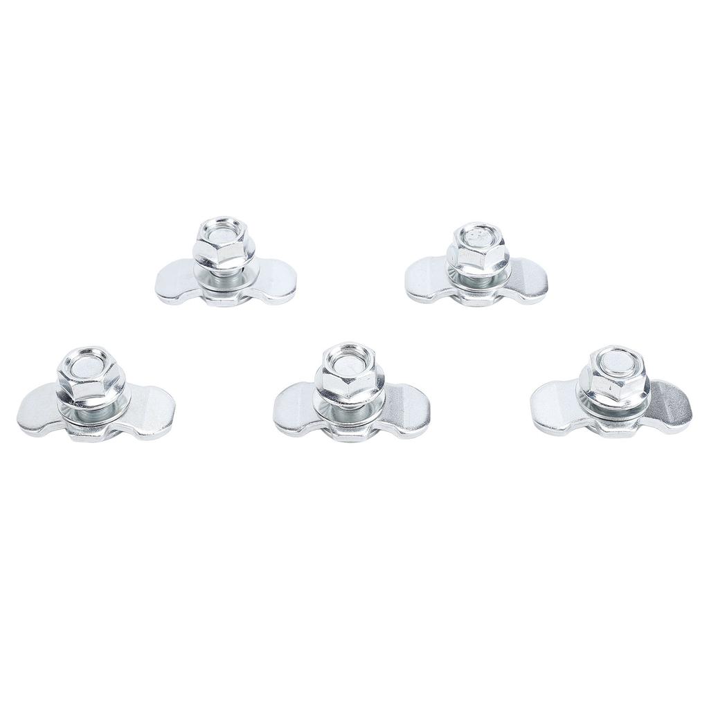 5pcs L Track Double Lug Threaded Stud Nut Fitting M10x20mm for Truck Bed Trailer Cargo Control Pickup RV ATV Silver