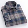 100% Pure Cotton 8XL 7XL Casual Slim Fit Shirt Men Longsleeve Shirt for Men Dad Loose Plaid Shirt Plus Size Button Up Shirt