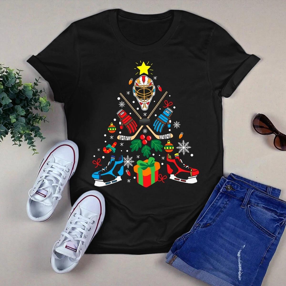 Ice Hockey Christmas Ornament Tree Xmas Gift Men s and Women s T-shirts XXXXL