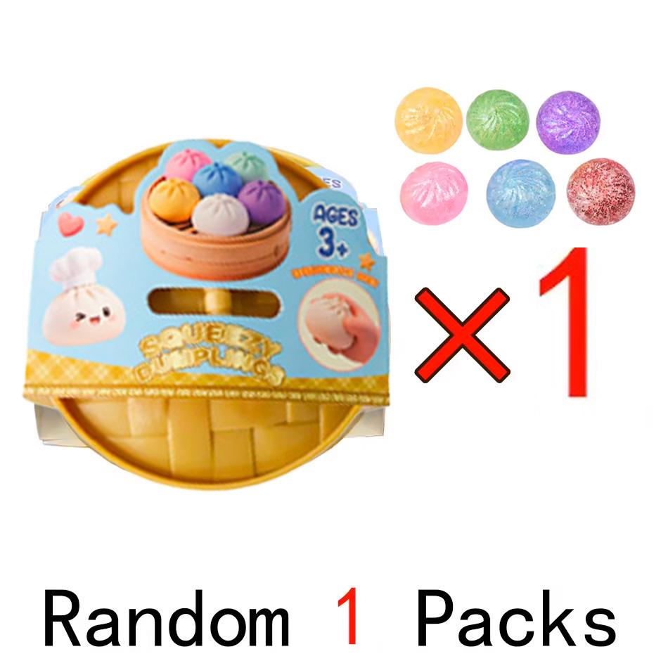 Mini Dumpling Bun Decompression Ball Pink With Steamer Basket Glitter Colored Shaped Venting beads Round Sensory Bouncy Durable Elastic