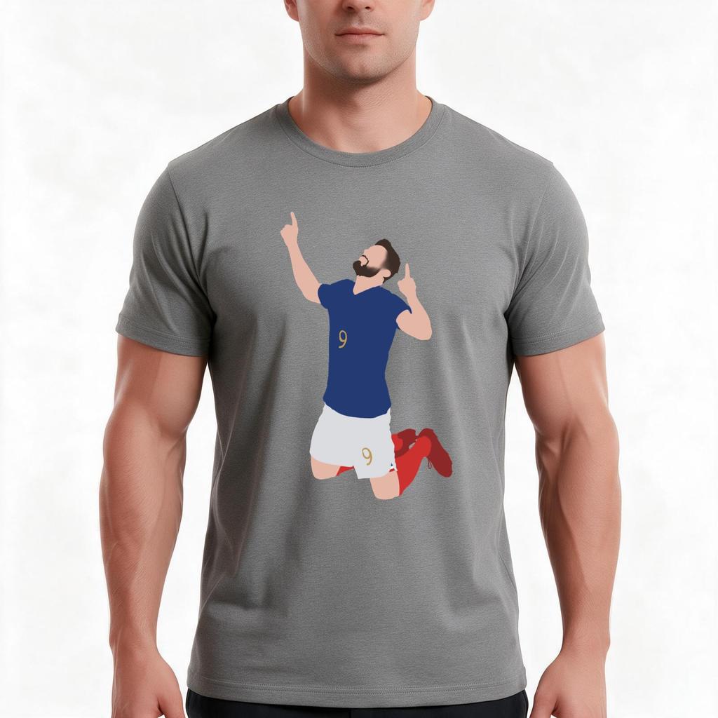 Olivier Giroud Minimalist Illustration Tshirt Summer Casual Cotton Tee Oversized Streetwear Tops Vintage Graphic Print
