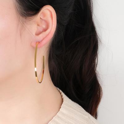 Minimalist C-shaped Large Circle High-end Steel Needle Earrings