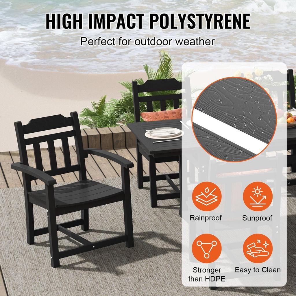 7 Pieces Patio Dining Set, Outdoor Rectangle Furniture Table and Chairs Set, All Weather Garden Furniture Table Sets, HIPS Patio Conversation Set, For