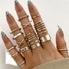LETAPI Bohemian Vintage Heart Geometric Ring Set For Women Gold Color Boho Butterfly Pearl Hollow Leaves Rings Jewelry Gifts