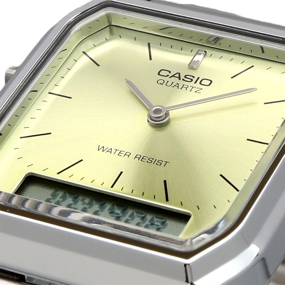 Casio Ana-Digi Vintage Series Quartz Watch AQ-230A-9AMQY Unisex Dual Time Lime Yellow