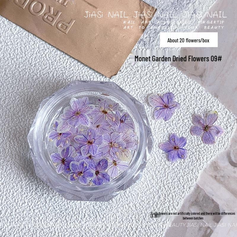 Monet Garden Multi-Color Mini Five-Petal Dried Flower Nail Art Stickers