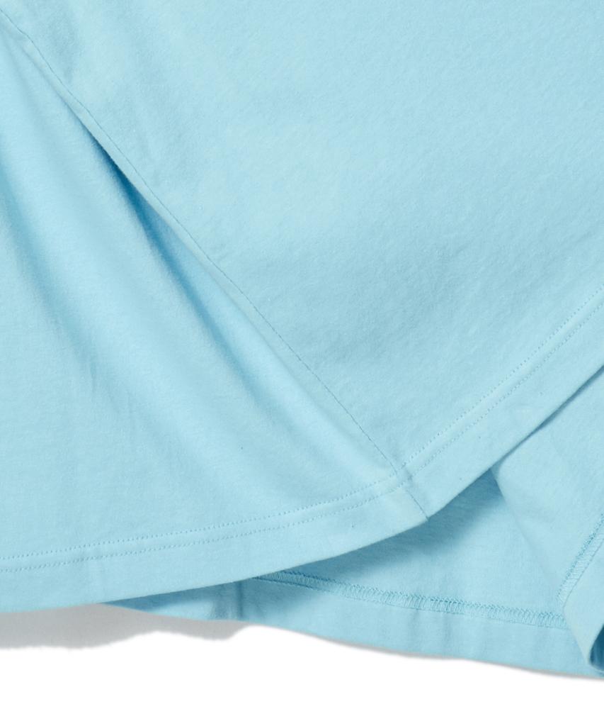 BEYOND CLOSET [Collection Line] Washed Cotton Short Sleeve T-Shirt With Vintage Art Piece Detail Sky Blue