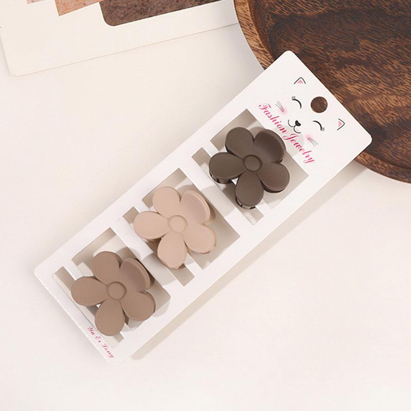 3pcs/set New Morandi Color Hair Claw For Women Flower Hair Clip Lady Small Hairpin Girls hairclip High Ponytail Clip Headdress