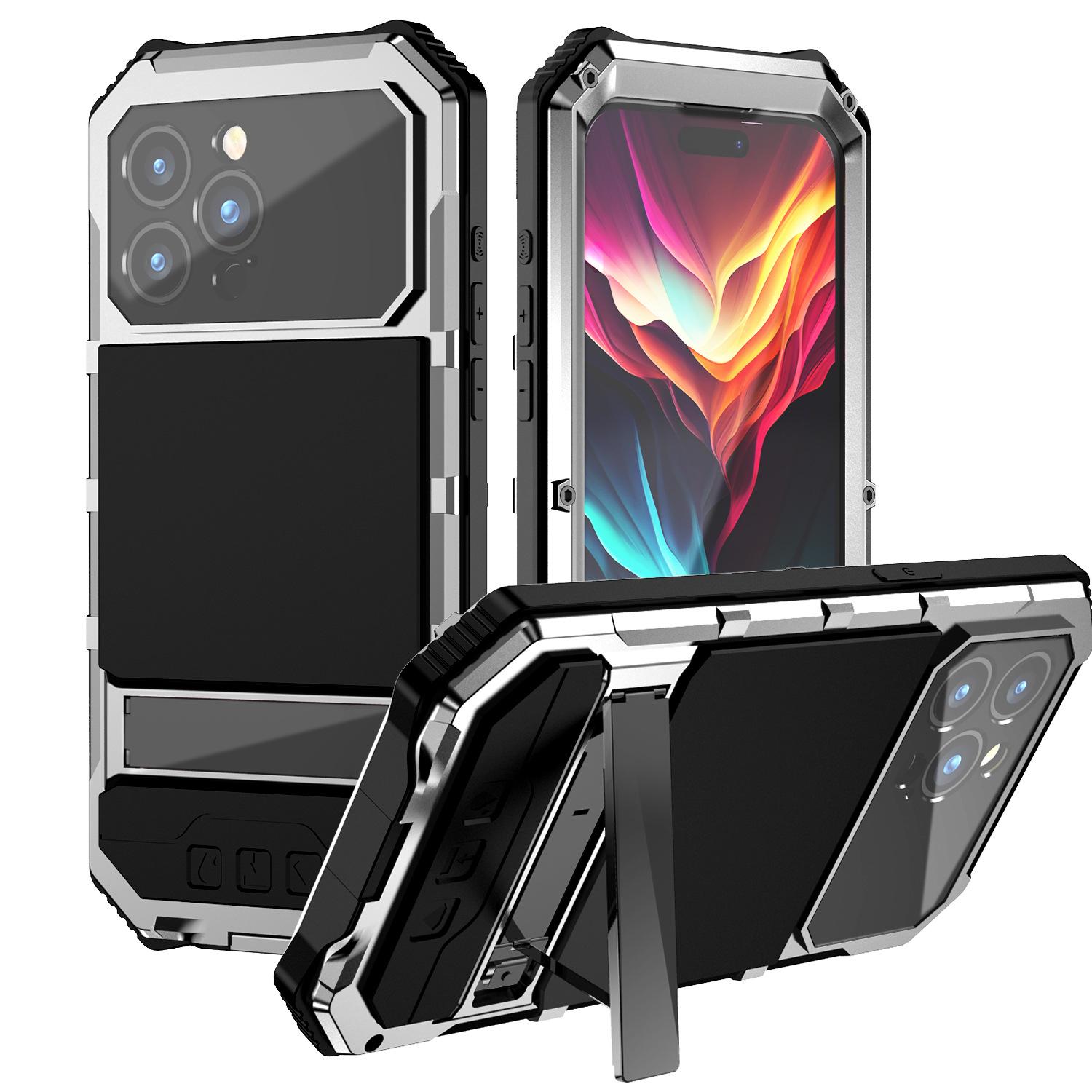 

iPhone15pro Metal Frame Protective Cover - Outdoor Anti-Fall Case для Apple 15. Підходить для транскордонного використання. iPhone 15 срібний