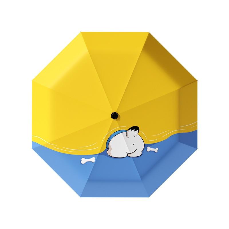 New fun hide cat cartoon umbrella thickened vinyl coating outdoor sun umbrella sun protection UV protection female