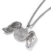 Cross-Style Rhinestone Wing Photo Frame Pendant Necklace - European American Hip Hop Fashion