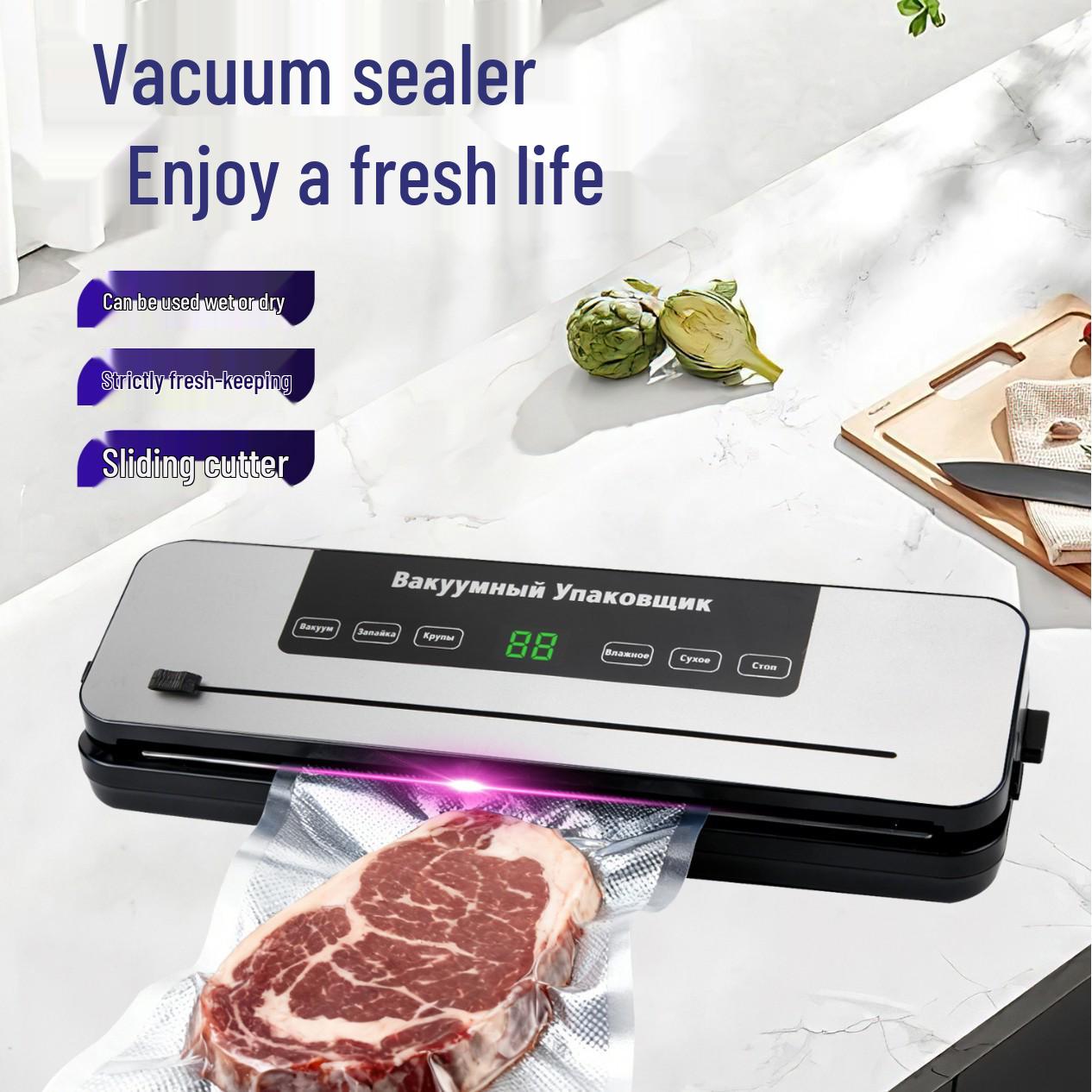 Compact Dual-Mode Vacuum Sealer for Food Preservation Sealer with Cutter