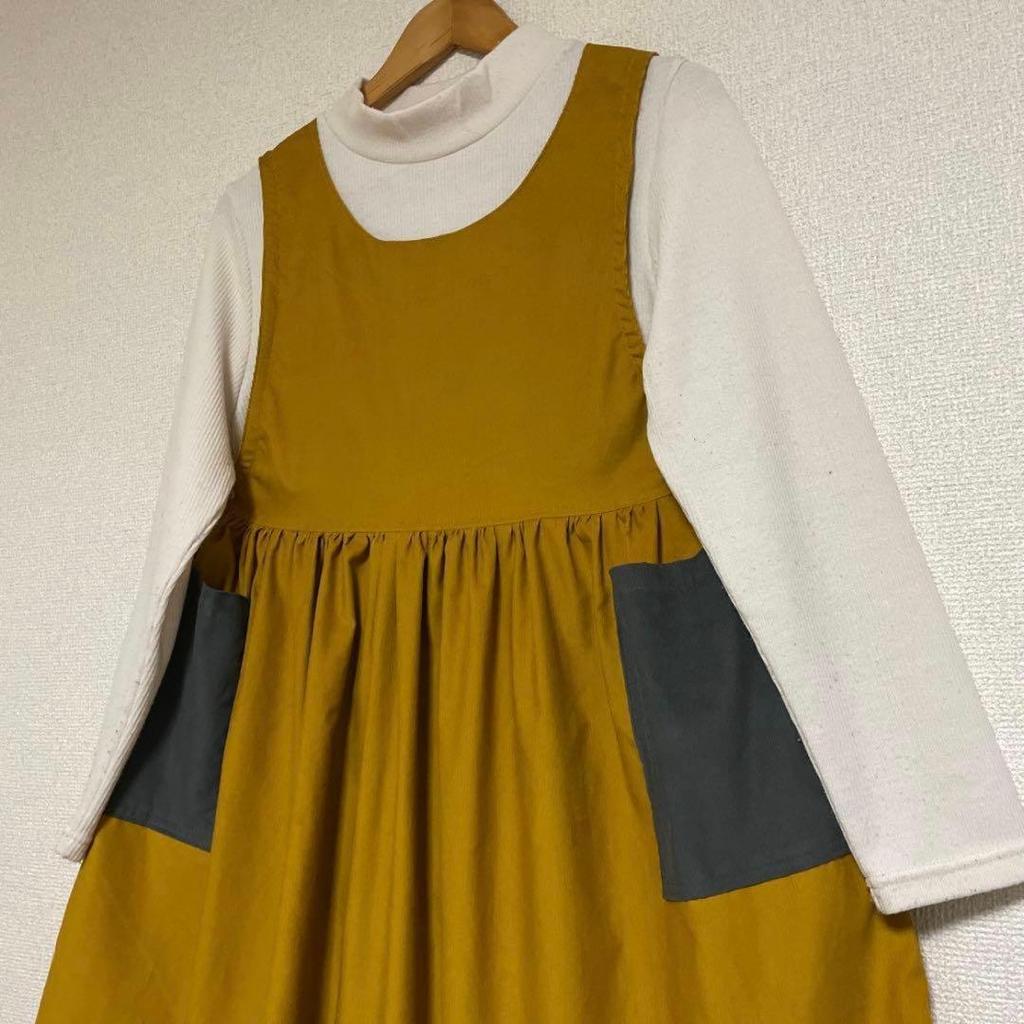 Used [Limited 1st] Handmade ladies apron dress fine ribbed corduroy