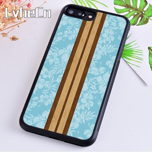 Hawaiian Faux Wood Surfboard Phone Case For iPhone 17 Air 14 15 16 16e 13 12 Max Cover For Apple 11 Pro Max Plus