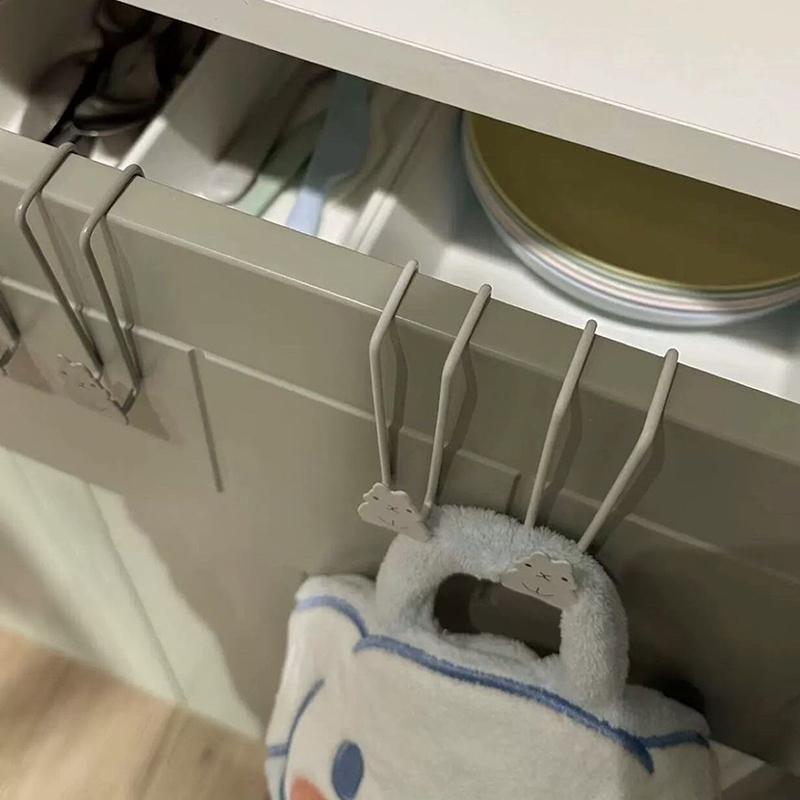 Haczyk na drzwi szafki w kształcie królika Żelazny stojak do przechowywania na drzwiach szafki Uchwyt na worek na śmieci bez wiercenia Wieszak na przybory kuchenne