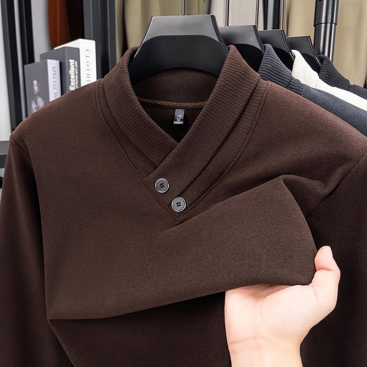 2025 Autumn/Winter Men s Thick Warm Double-Sided Fleece Hoodie with Scarf Collar 3XL