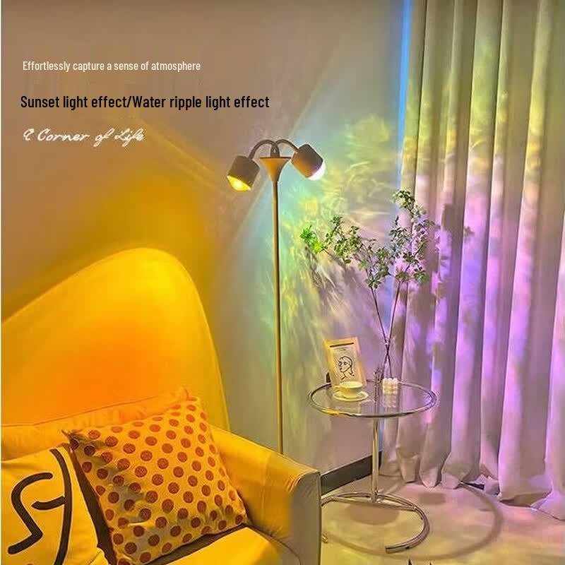 Remote Control Dual-Head Sunset Water Ripple Projection Floor Lamp