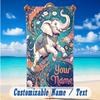 Elephant Theme Beach Towel Personalized Custom Name & Text Soft Quick Dry Beach Towel for Swimming Travel
