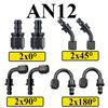 8Pcs AN4 AN6 AN8 AN10 AN12 Push-on Hose End Fittings Fuel Oil Cooler Hose Fitting 0 45 90 180 Degree Reusable Connection Adapter