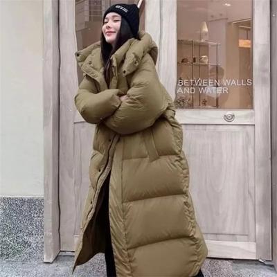 Ζεστό Χειμωνιάτικο Puffer Μπουφάν με Κουκούλα Μακριά Γυναικεία Πάρκα Παχύ Βαμβακερή Επένδυση Αντιανεμικό Παλτό Casual Χαλαρό Ρούχο Χιονιού Jaquet