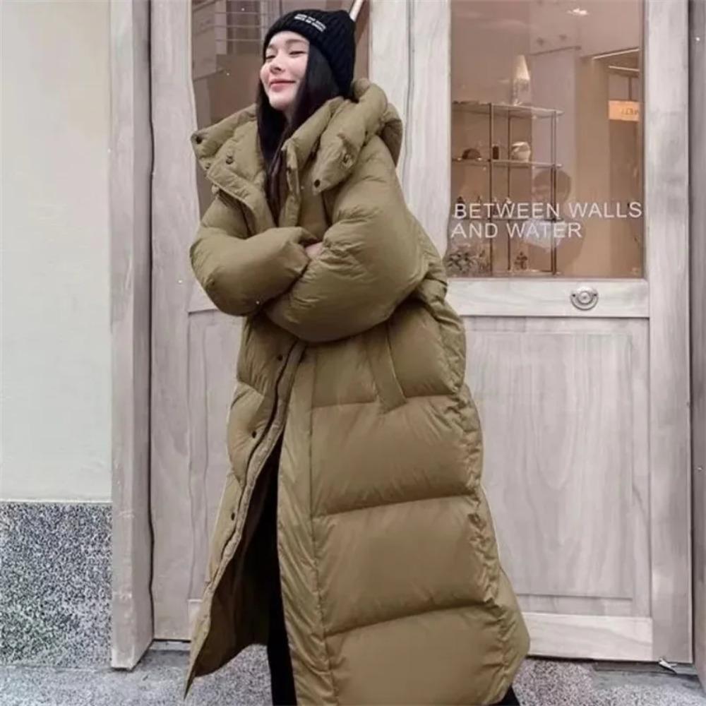 Warm Winter Puffer Jacket Hooded Long Women Parkas Thick Cotton Padded Windproof Overcoat Casual Loose Snow Wear Jaquet