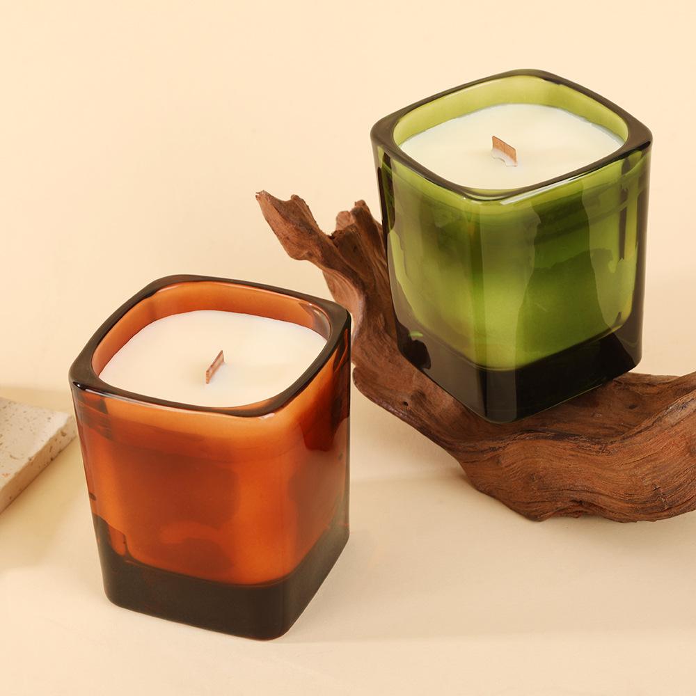 New Square Glass Soy Wax Scented Candle Home Creative High-end Scented Candle Decoration