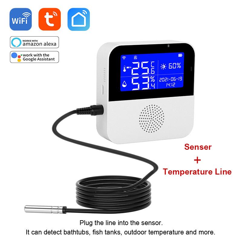 

WiFi Tuya Smart Life LED Display Temperature Humidity Sensor Living Room Office Indoor Aquarium Water Temperature Detector Line