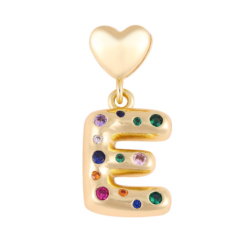 18K Gold-Plated Zircon Necklace with Cross and Colorful Letter Pendants