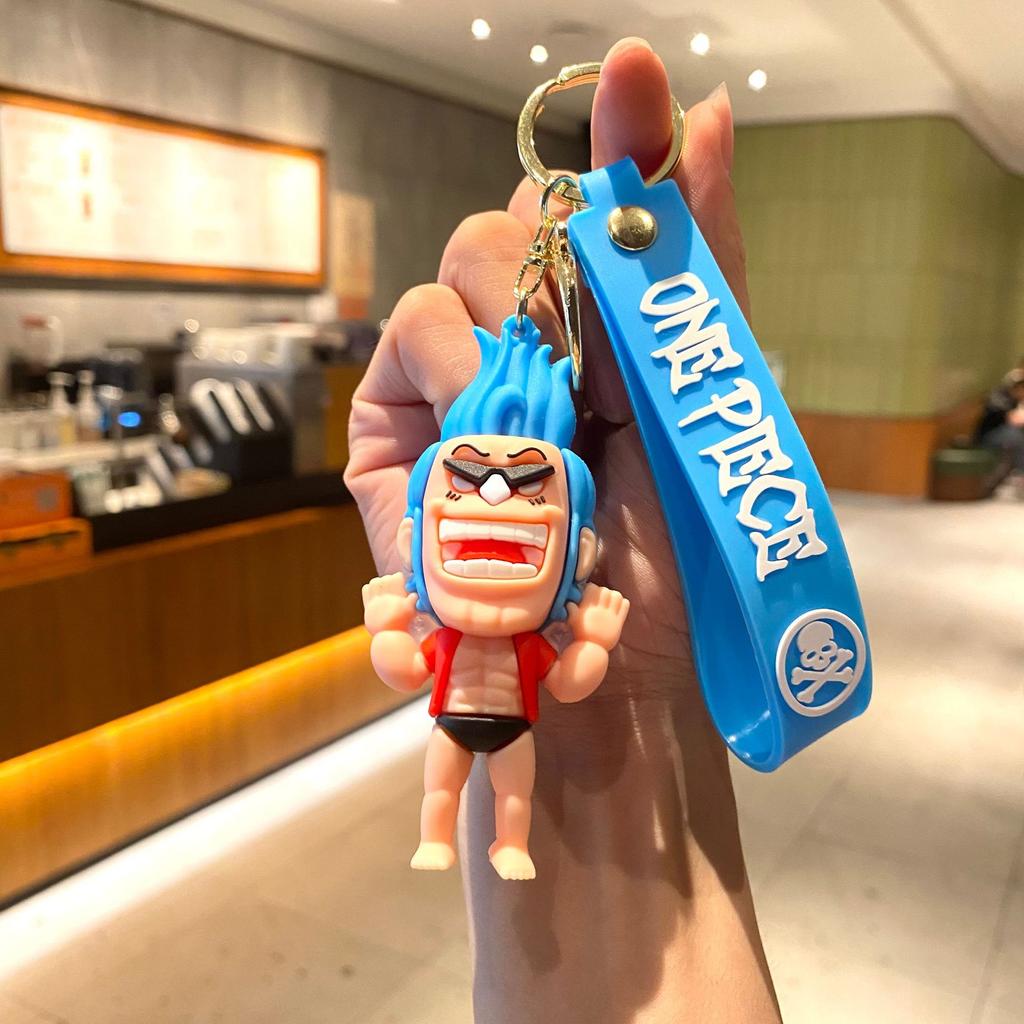 Perfect New Cartoon One Piece Key Chain Luffy Zoro Nami Usopp Chopper Robin Franky Brook Jinbe Children's Student Model Doll Bag Pendant