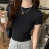 Basic Solid Crop Top Kurzarm Rundhals Skinny T-Shirt Sommer Casual Tee für Damen y2k Vintage Top Harajuku Streetwear