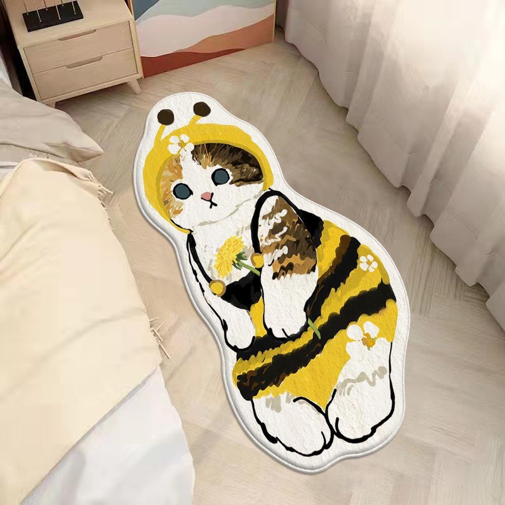 Irregular Cartoon Cat Carpet Faux Cashmere Bedside Rug Bedroom Area Rugs for Sofa Coffee Table