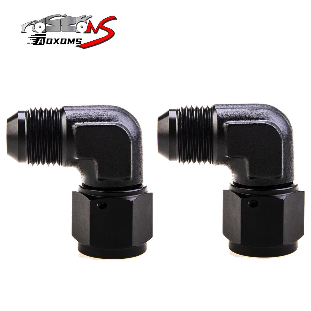 2PCS AN4 AN6 AN8 AN10 Female To Male Flare 90 Degree Swivel Hose Fitting Adapter