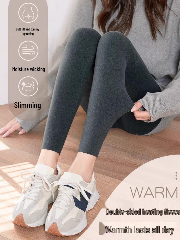 Plus Size Women's Thermal Fleece High-Waist Seamless Pants for Autumn/Winter