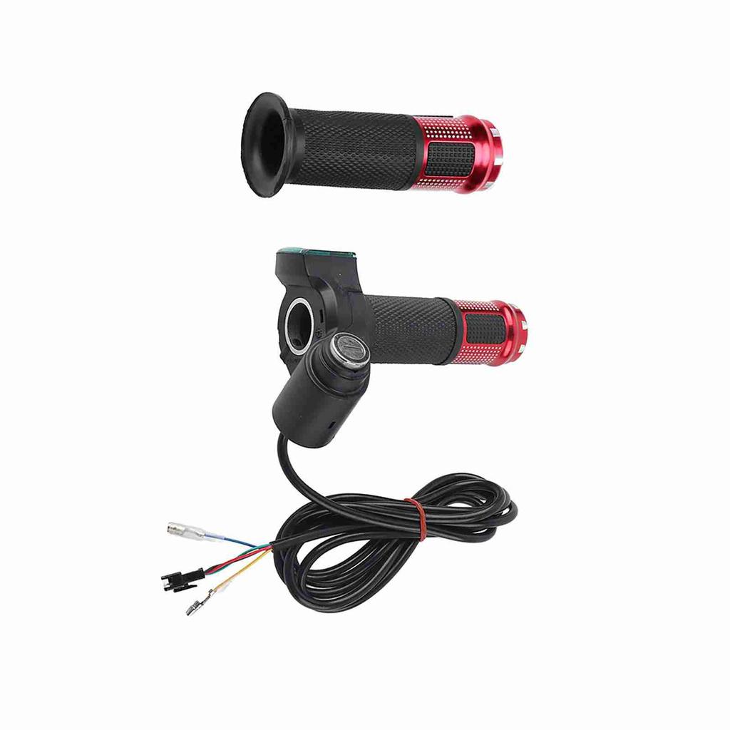 Twist Throttle Grips Handle With Key Lock LED Display Screen For Electric Bike(red)