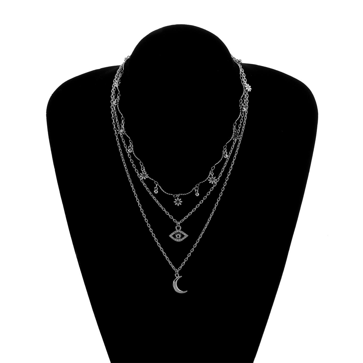 

Accessories, curved pipes full of diamond eyes, crescent pendants, necklaces, hot-selling trendy flower personalized items