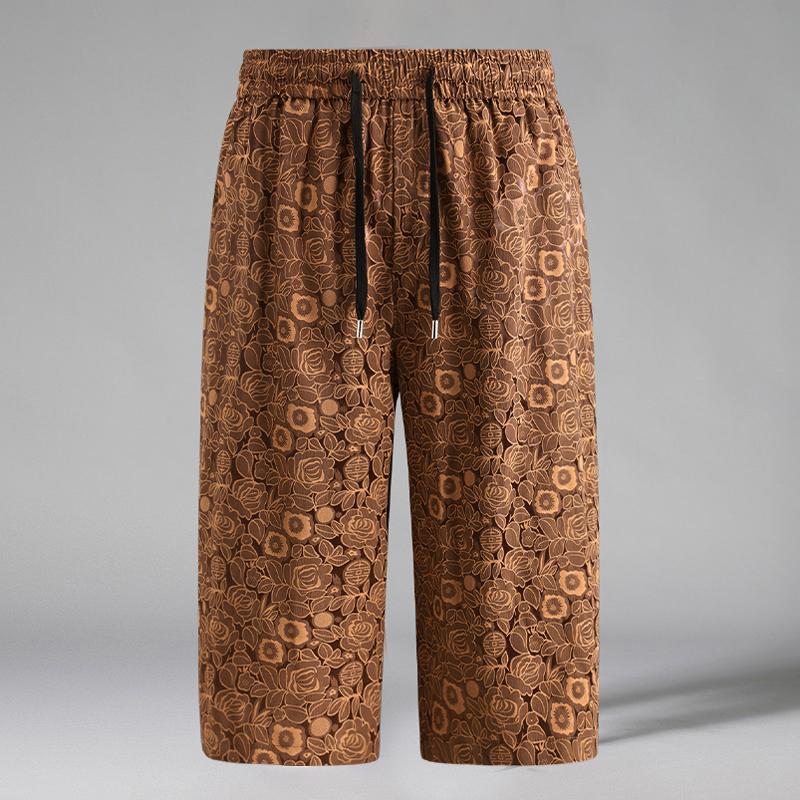 

Большие размеры 4XL-10XL, брюки-оверсайз длиной до икры для мужчин, летняя мода, уличные шорты с эластичной резинкой на талии 10XL(158kg-170kg) коричневый