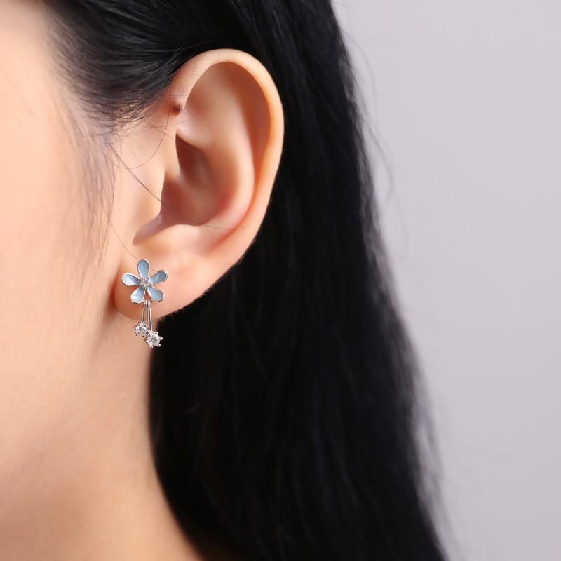 Earrings Forest Style Daisy Gray Blue Sweet Tassel Earrings Women Korean Style Earrings