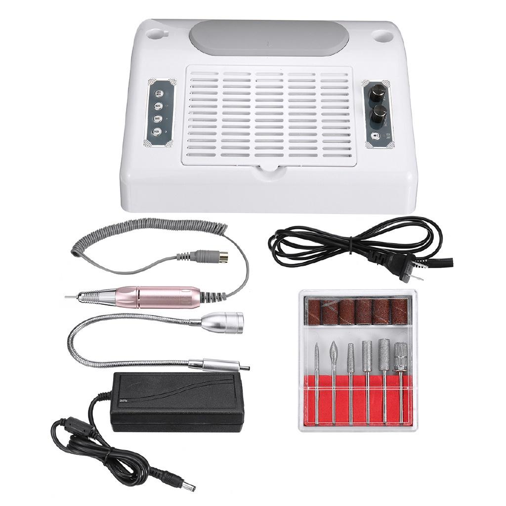 220V 110V 5 In 1 Nail Milling Polish LED UV Nail Lamp Gel Dryer Dust Collector + Drill Set